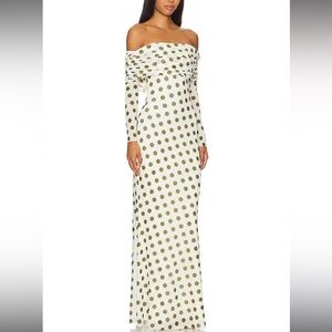 AFRM Thelma Dress in Birch Dot green olive